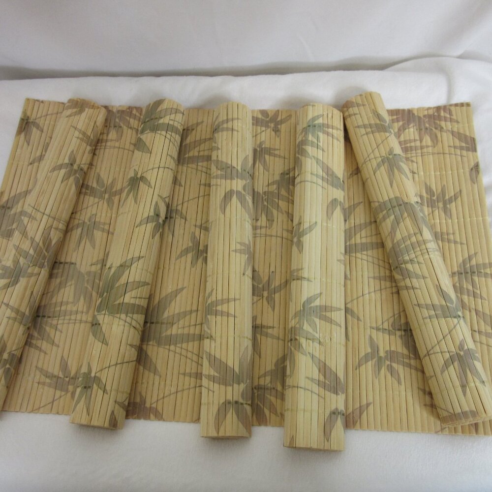 Bamboo Placemats Set of 6 Non-Slip Table Mats Brown Leaf Vintage 2013 Brand New